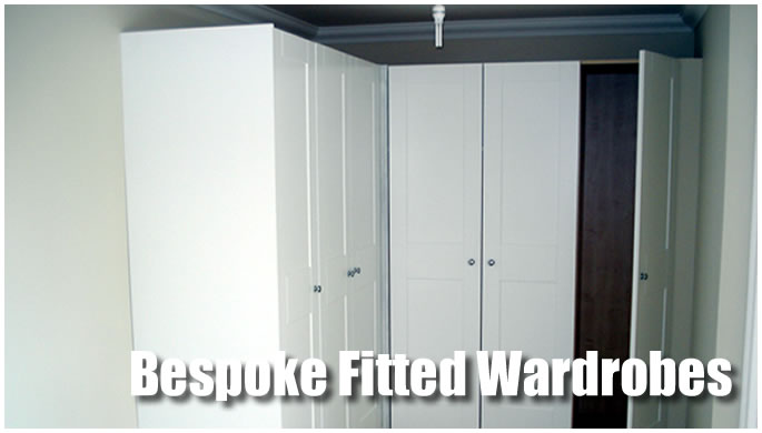 Bespoke fitted wardrobes display image.